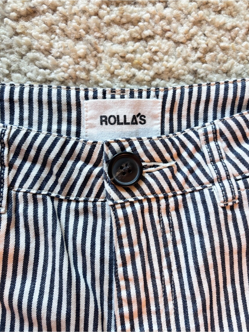ROLLA'S High-Rise Pinstripe Wide-Leg pants - navy and white - Picture 3 of 4